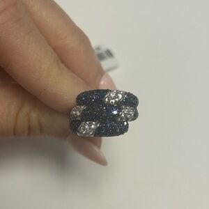 Suzy Levian Blue Sapphire Created White Sapphire Ring NWT